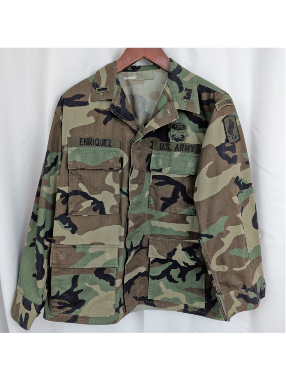 90's Army Ranger Wooldland Camo BDU Jacket Medium Short